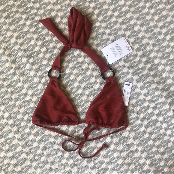 NWT ASOS RING DETAIL HALTER BIKINI TOP - Picture 2 of 7